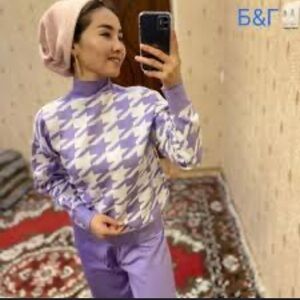 ASOS Jumper Purple Dogtooth High Neck Knit Lilac oversize sz Medium Unisex